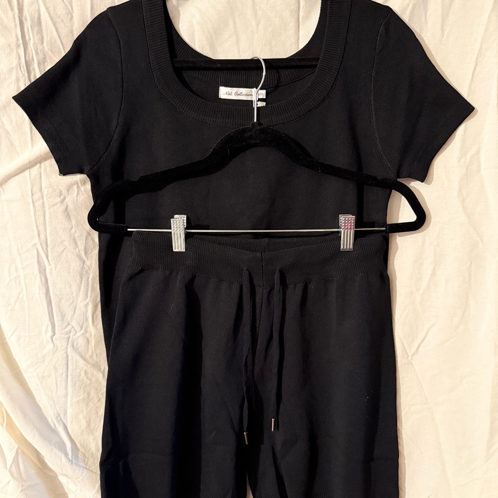 Kalli Collection Classic matching Black top and shorts set